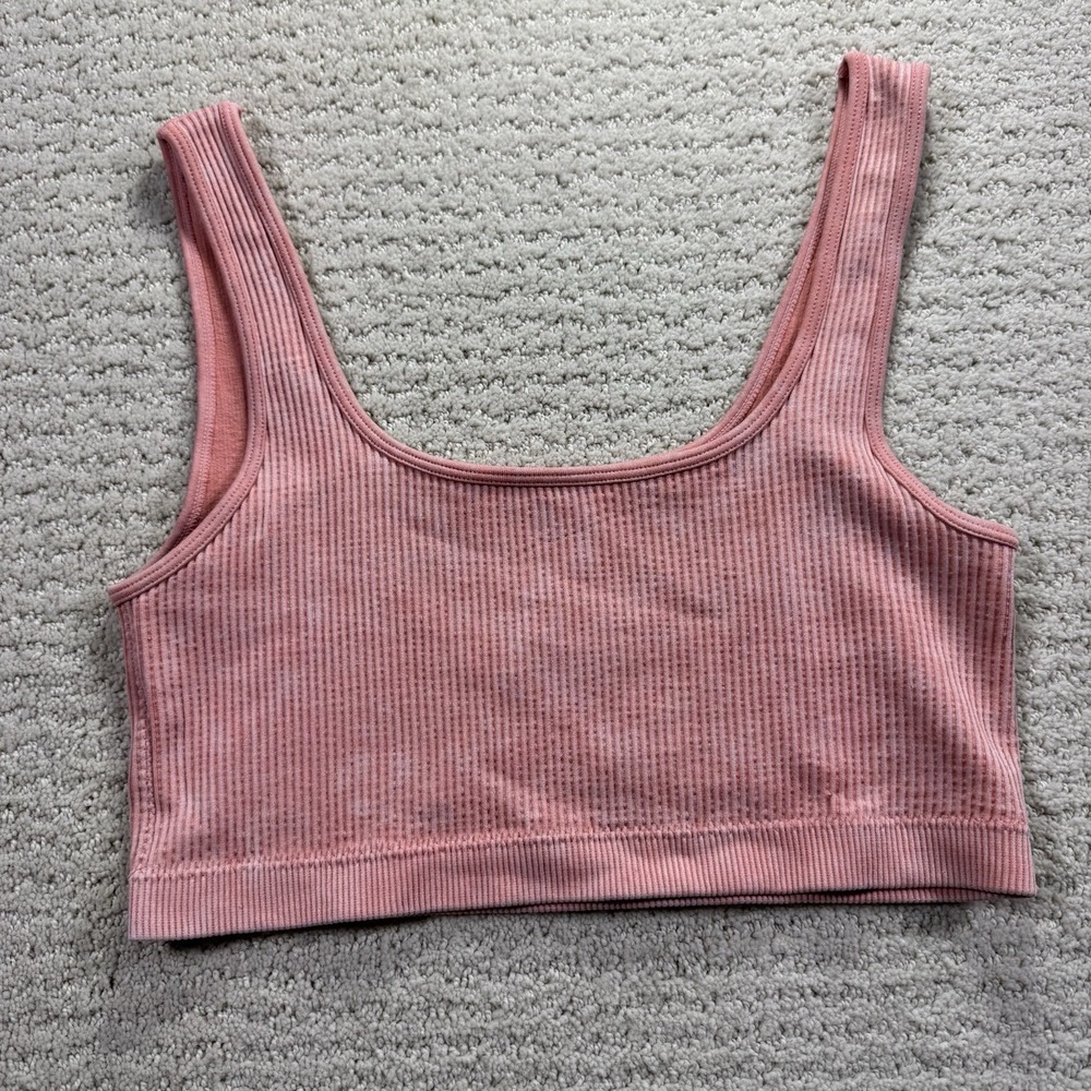 Forever 21 Pink/Coral Ribbed Seamless Cropped Tank Top‎ Size Large